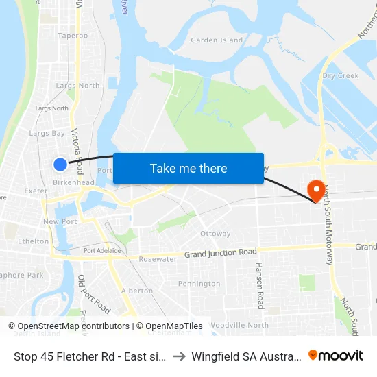 Stop 45 Fletcher Rd - East side to Wingfield SA Australia map