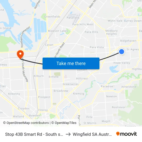Stop 43B Smart Rd - South side to Wingfield SA Australia map