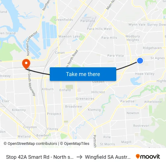 Stop 42A Smart Rd - North side to Wingfield SA Australia map