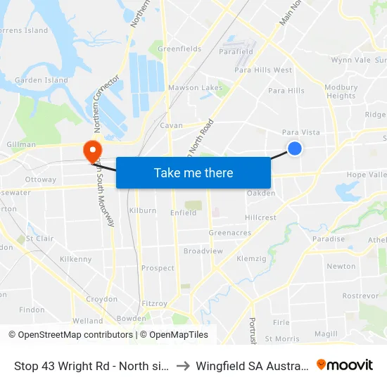 Stop 43 Wright Rd - North side to Wingfield SA Australia map