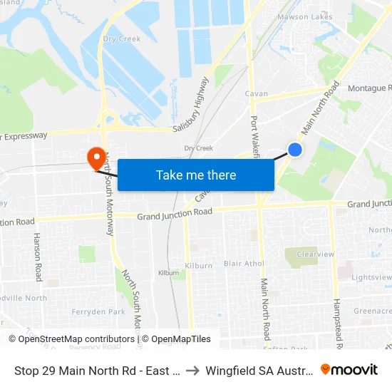Stop 29 Main North Rd - East side to Wingfield SA Australia map