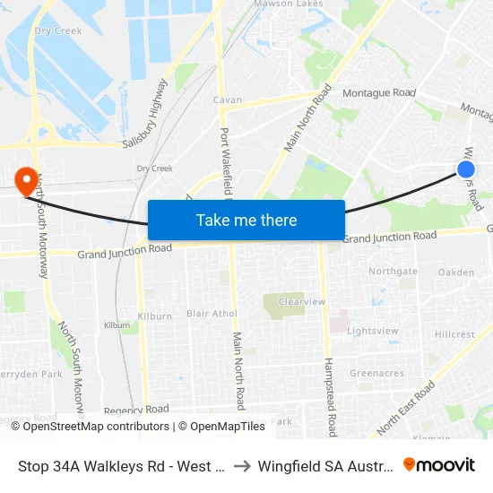 Stop 34A Walkleys Rd - West side to Wingfield SA Australia map
