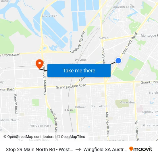 Stop 29 Main North Rd - West side to Wingfield SA Australia map