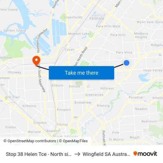 Stop 38 Helen Tce - North side to Wingfield SA Australia map