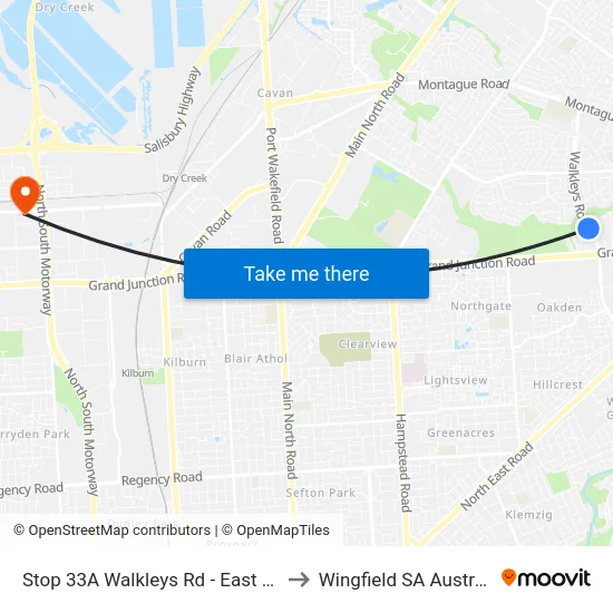 Stop 33A Walkleys Rd - East side to Wingfield SA Australia map