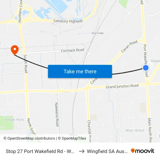 Stop 27 Port Wakefield Rd - West side to Wingfield SA Australia map