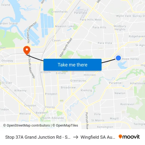 Stop 37A Grand Junction Rd - South side to Wingfield SA Australia map