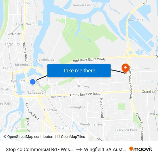 Stop 40 Commercial Rd - West side to Wingfield SA Australia map
