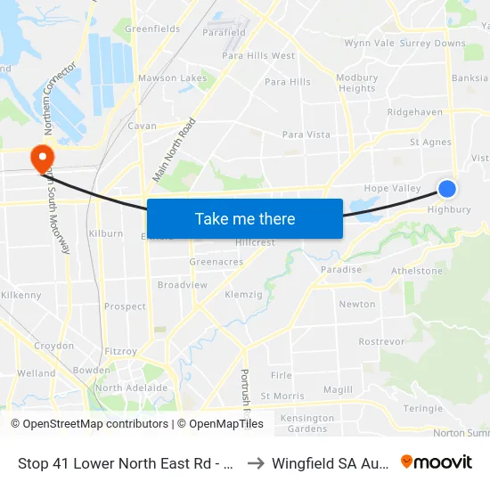 Stop 41 Lower North East Rd - West side to Wingfield SA Australia map