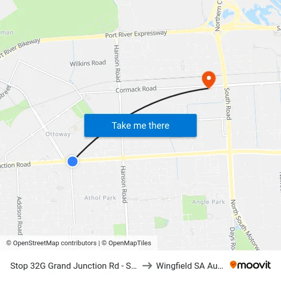 Stop 32G Grand Junction Rd - South side to Wingfield SA Australia map