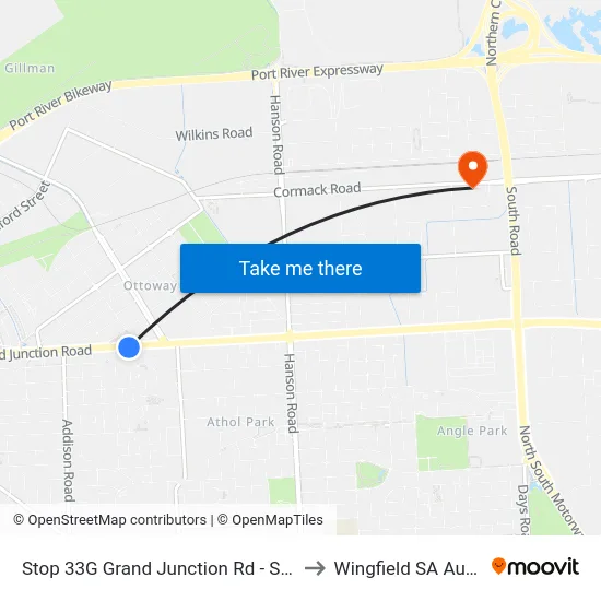Stop 33G Grand Junction Rd - South side to Wingfield SA Australia map