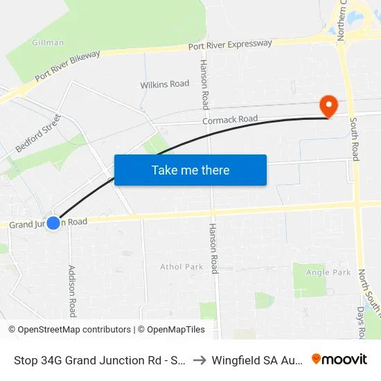 Stop 34G Grand Junction Rd - South side to Wingfield SA Australia map