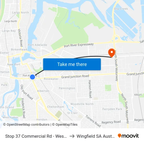 Stop 37 Commercial Rd - West side to Wingfield SA Australia map