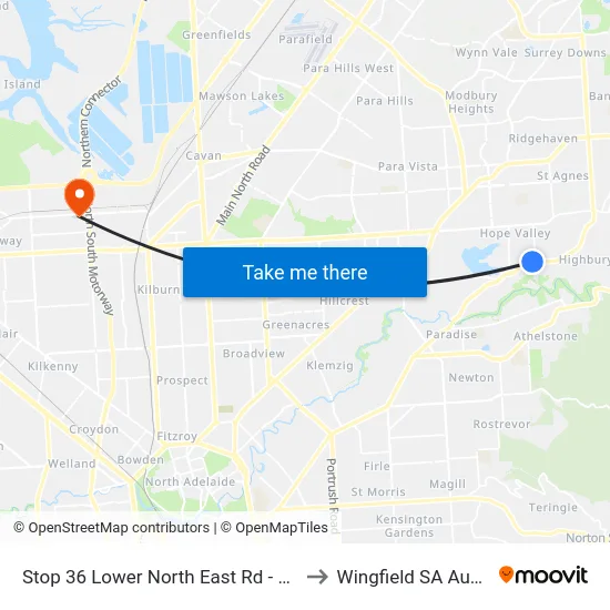 Stop 36 Lower North East Rd - East side to Wingfield SA Australia map