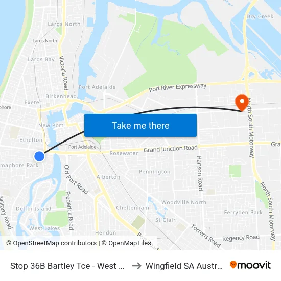 Stop 36B Bartley Tce - West side to Wingfield SA Australia map