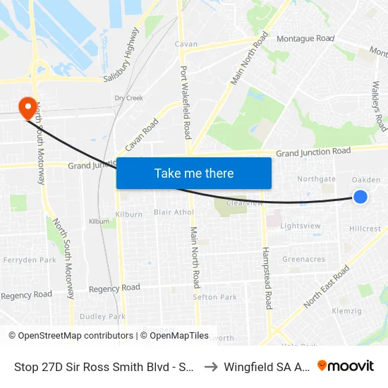 Stop 27D Sir Ross Smith Blvd - South East side to Wingfield SA Australia map