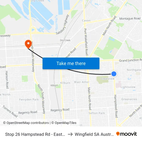 Stop 26 Hampstead Rd - East side to Wingfield SA Australia map