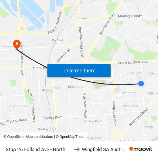 Stop 26 Folland Ave - North side to Wingfield SA Australia map