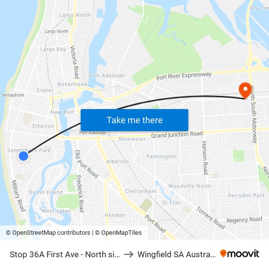 Stop 36A First Ave - North side to Wingfield SA Australia map