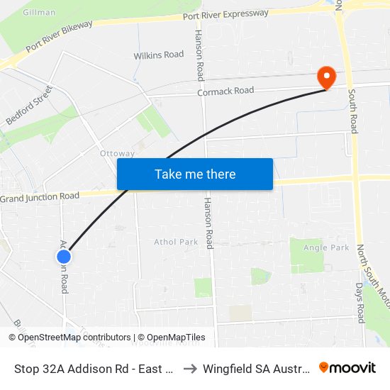 Stop 32A Addison Rd - East side to Wingfield SA Australia map