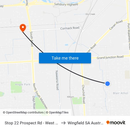 Stop 22 Prospect Rd - West side to Wingfield SA Australia map