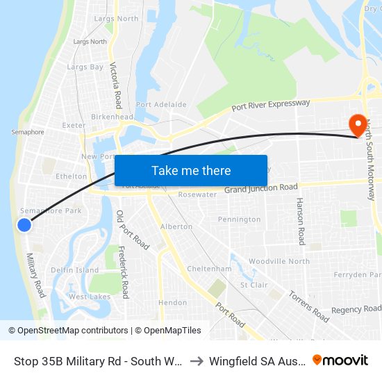 Stop 35B Military Rd - South West side to Wingfield SA Australia map