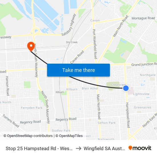 Stop 25 Hampstead Rd - West side to Wingfield SA Australia map