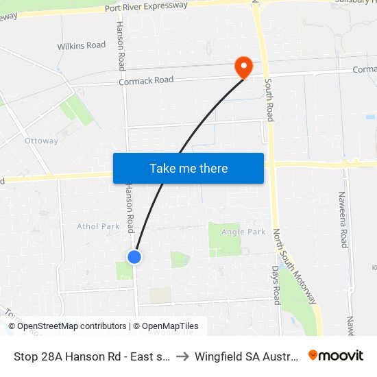 Stop 28A Hanson Rd - East side to Wingfield SA Australia map