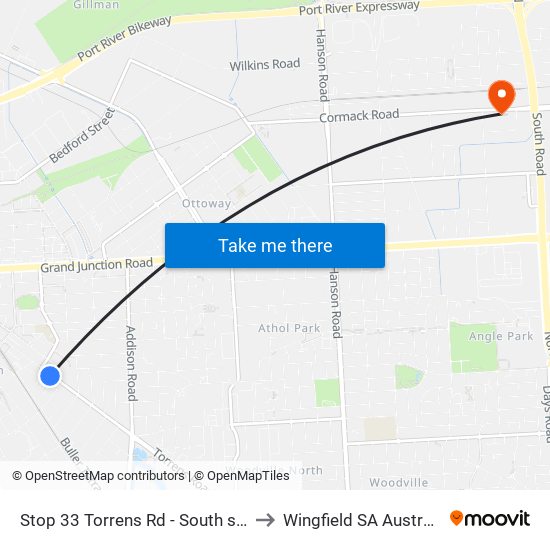 Stop 33 Torrens Rd - South side to Wingfield SA Australia map