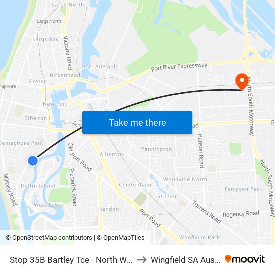 Stop 35B Bartley Tce - North West side to Wingfield SA Australia map