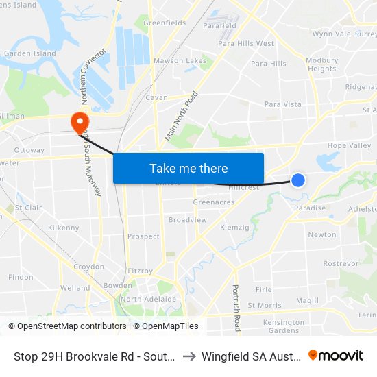 Stop 29H Brookvale Rd - South side to Wingfield SA Australia map