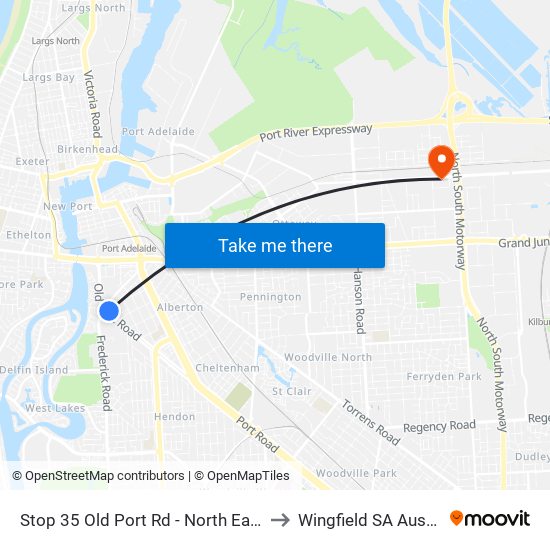 Stop 35 Old Port Rd - North East side to Wingfield SA Australia map
