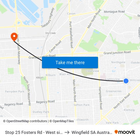 Stop 25 Fosters Rd - West side to Wingfield SA Australia map