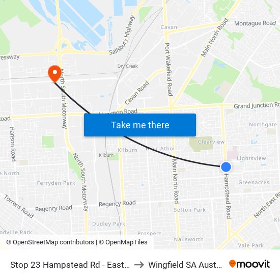 Stop 23 Hampstead Rd - East side to Wingfield SA Australia map