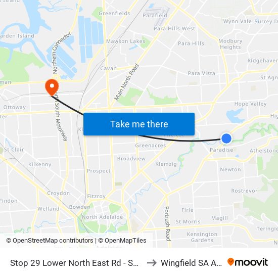 Stop 29 Lower North East Rd - South East side to Wingfield SA Australia map