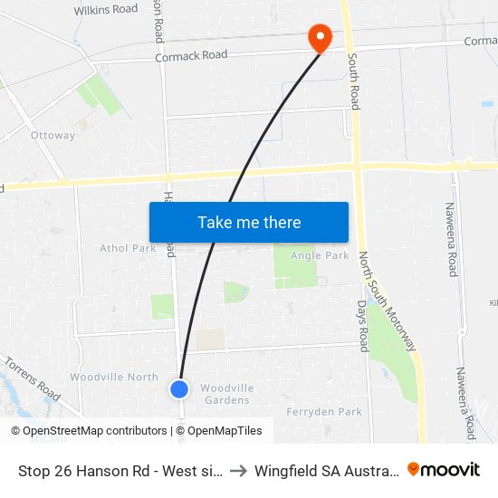 Stop 26 Hanson Rd - West side to Wingfield SA Australia map