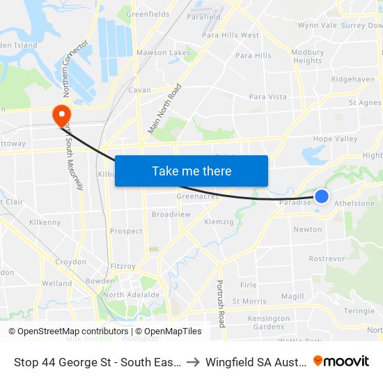 Stop 44 George St - South East side to Wingfield SA Australia map