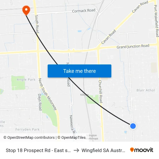 Stop 18 Prospect Rd - East side to Wingfield SA Australia map