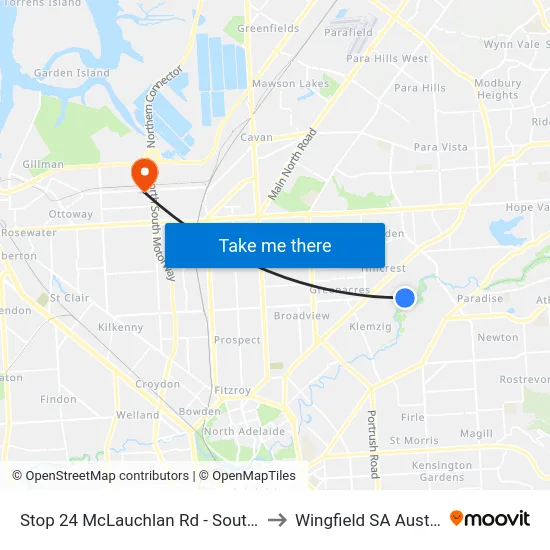 Stop 24 McLauchlan Rd - South side to Wingfield SA Australia map
