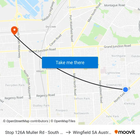 Stop 126A Muller Rd - South side to Wingfield SA Australia map