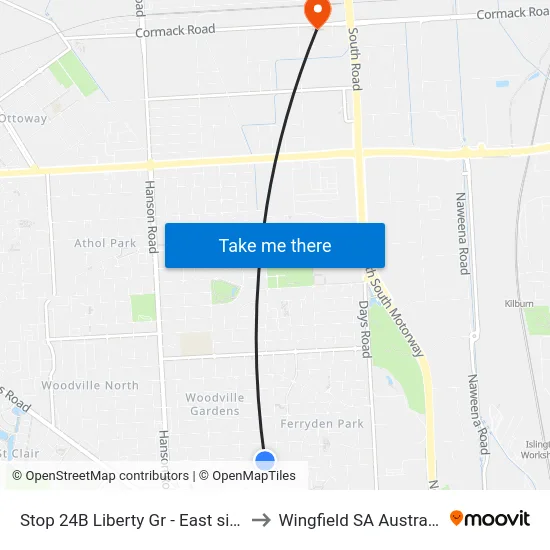 Stop 24B Liberty Gr - East side to Wingfield SA Australia map
