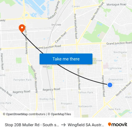 Stop 20B Muller Rd - South side to Wingfield SA Australia map