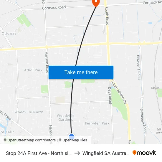 Stop 24A First Ave - North side to Wingfield SA Australia map