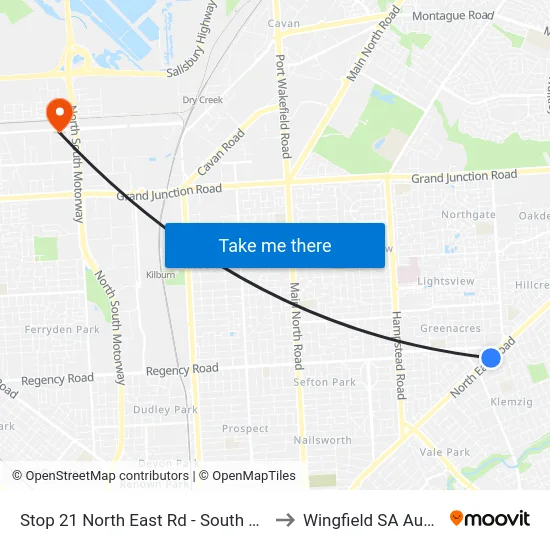 Stop 21 North East Rd - South East side to Wingfield SA Australia map
