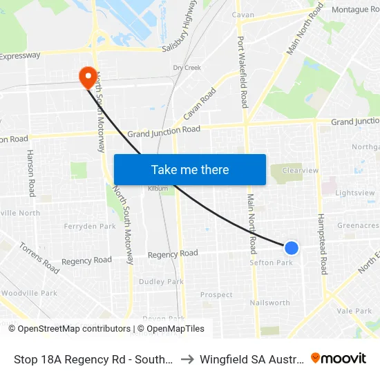 Stop 18A Regency Rd - South side to Wingfield SA Australia map
