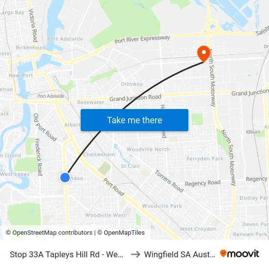 Stop 33A Tapleys Hill Rd - West side to Wingfield SA Australia map