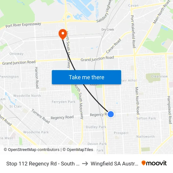 Stop 112 Regency Rd - South side to Wingfield SA Australia map