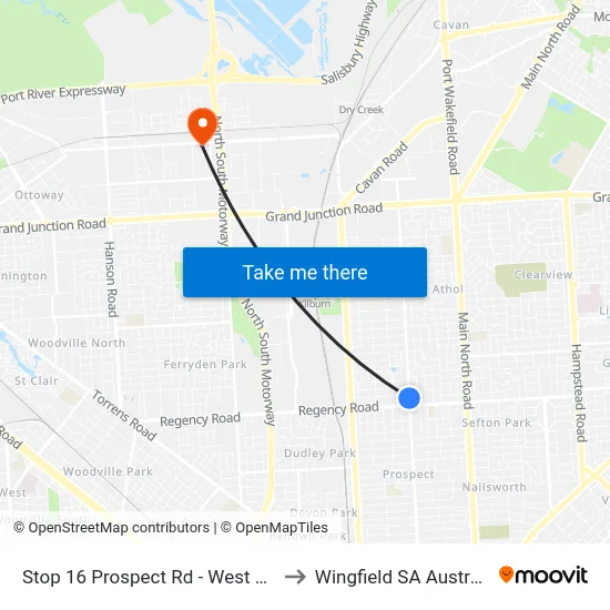 Stop 16 Prospect Rd - West side to Wingfield SA Australia map