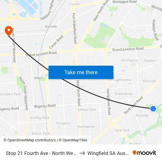 Stop 21 Fourth Ave - North West side to Wingfield SA Australia map