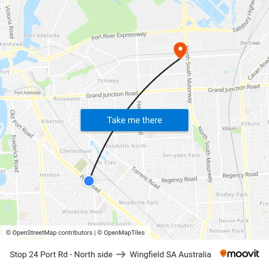 Stop 24 Port Rd - North side to Wingfield SA Australia map